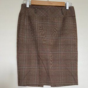 Brown plaid pencil skirt